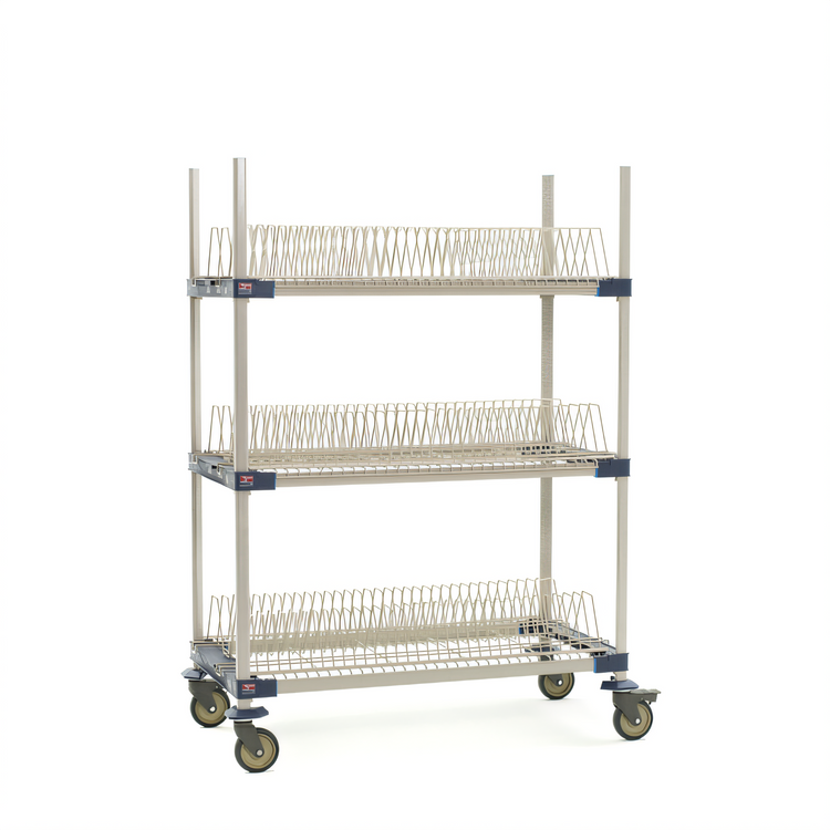 Product image #1 for MetroMax 4 48-Inch Wide Mobile 3-Tier Drying Rack Unit for Trays and Cutting Boards