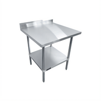 Sapphire 30 x 24 Inch 18-Gauge 430 Stainless Steel Corner Work Table with 5-Inch Backsplash and Undershelf