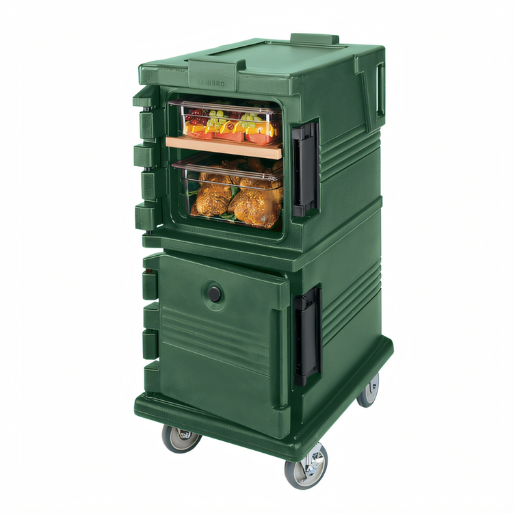 Product image #1 for Cambro Ultra Camcart UPC600 Double-Compartment Front-Loading Insulated Food Pan Cart, 6 Full-Size Pan Capacity, Green