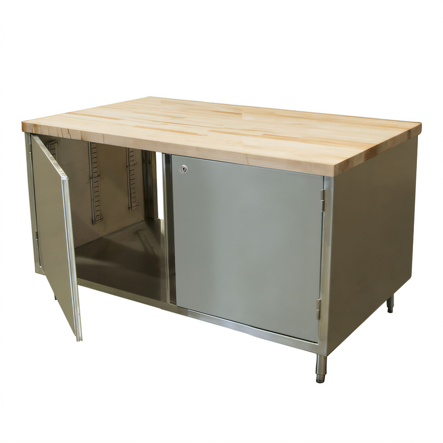 Product image #1 for BK Resources Dual-Access Chef Table with Hard Maple Top and Locking Hinged Doors