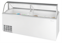 Turbo Air 89-Inch White Ice Cream Dipping Cabinet with Curved Glass Top, 16 Top Tub Capacity