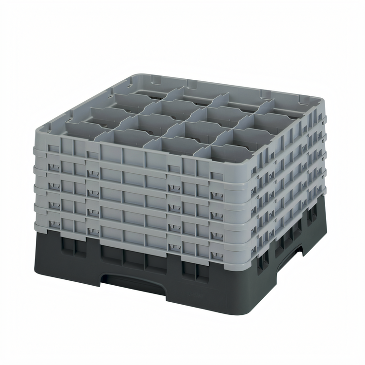 Product image #2 for Cambro Camrack Full Size 16-Compartment Black Glass Rack, 11 Inch High