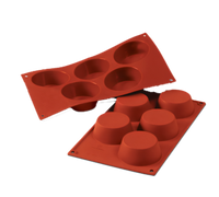 Silikomart Large Muffin Silicone Flex Mold, 5-Cavity, Red