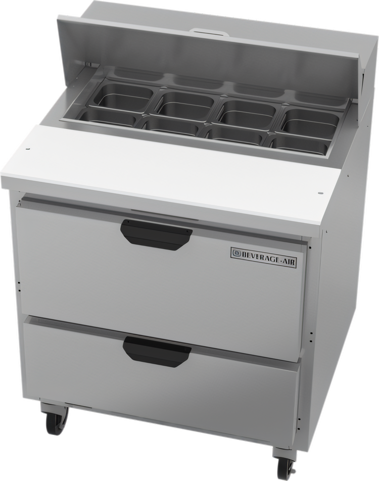Product image #1 for Beverage-Air 32-Inch 1-Section Sandwich Top Refrigerated Prep Table with 2 Drawers
