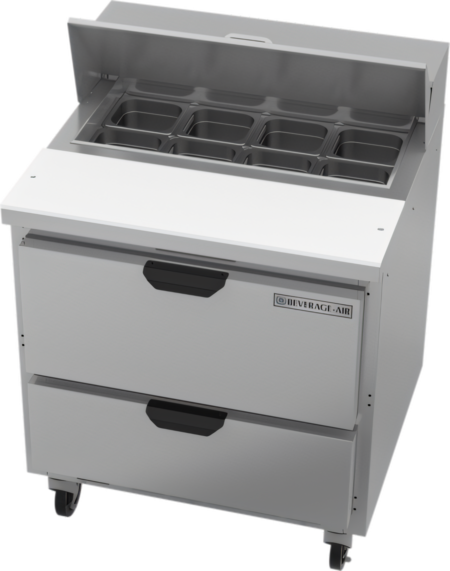 Product image #1 for Beverage-Air 32-Inch 1-Section Sandwich Top Refrigerated Prep Table with 2 Drawers