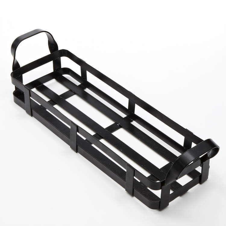 Product image #1 for 12-3/4 Inch Rectangular Black Metal Condiment Rack with Handles