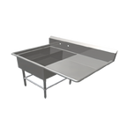 Thumbnail image #1 for John Boos Pro-Bowl 2PB1431-1D30R 2-Compartment 16-Gauge Stainless Steel Platter Sink with 30-Inch Right Drainboard, 10-Inch Backsplash
