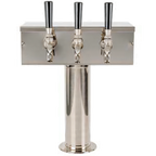 Thumbnail image #1 for Micro Matic USA D7743PSS T-Style Countertop Air-Cooled 3-Faucet Draft Beer Tower, Polished Stainless Steel
