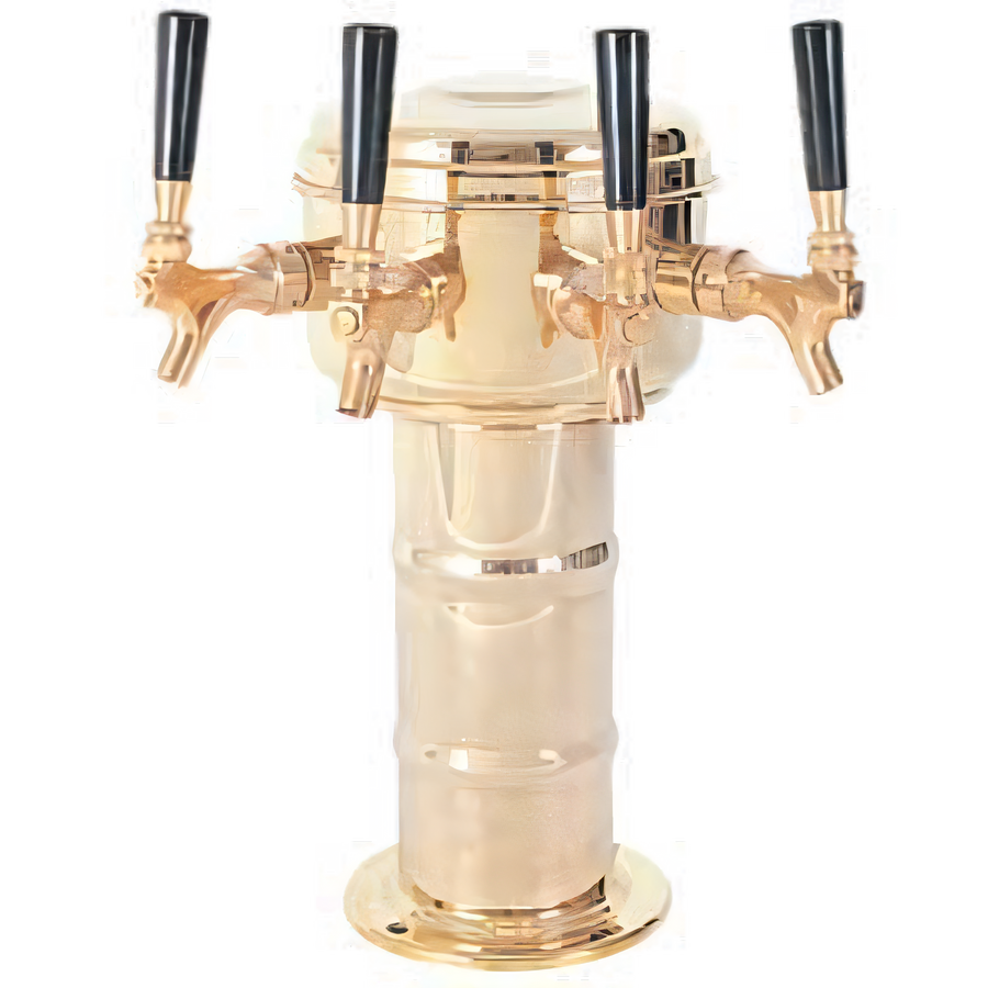 Product image #1 for Mini-Mushroom Countertop Air-Cooled 4-Faucet Draft Beer Tower, Polished Brass
