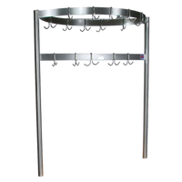 John Boos Boat-Shaped Table-Mounted Stainless Steel Pot Rack, 55-1/4 Inch Wide, 15 Double Hooks