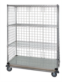 Quantum Wire Enclosed Mobile Dolly Truck, 48 x 24 x 69 Inches, 1200 lb. Capacity, Chrome-Plated Finish