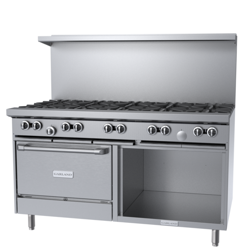 Product image #1 for Garland G Starfire Pro 60-Inch Gas Restaurant Range with 10 Open Burners, Convection Oven and Storage Base