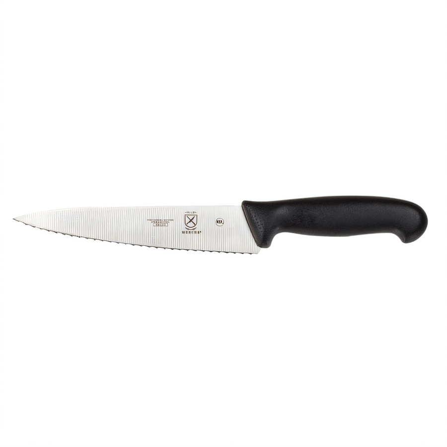 Product image #1 for Mercer Culinary Millennia 7 1/2-Inch Wavy Edge Chef's Knife, Stamped High-Carbon Japanese Steel, Black Polypropylene Handle