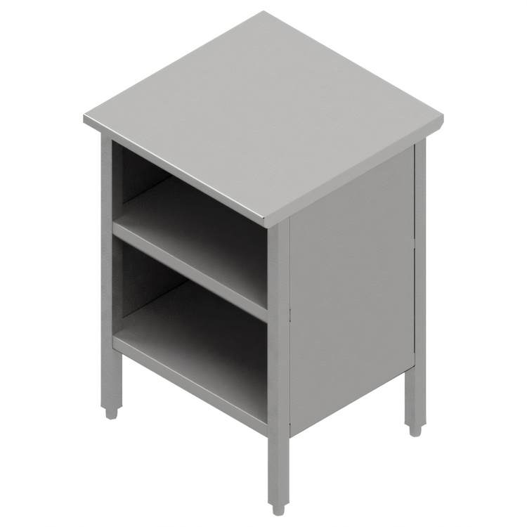 Product image #1 for John Boos 60-Inch x 30-Inch Stainless Steel Open Front Cabinet Base Work Table with Undershelf and Stallion Safety Edge