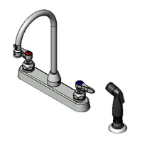 T&S Brass 8-Inch Centers Deck-Mount Workboard Faucet with 5-3/4-Inch Swivel Gooseneck and 7-Foot Side Spray Hose