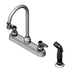 Thumbnail image #1 for T&S Brass 8-Inch Centers Deck-Mount Workboard Faucet with 5-3/4-Inch Swivel Gooseneck and 7-Foot Side Spray Hose