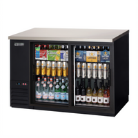 Everest Refrigeration 49-Inch Two-Section Back Bar Refrigerator with Glass Sliding Doors, 13 Cu. Ft.