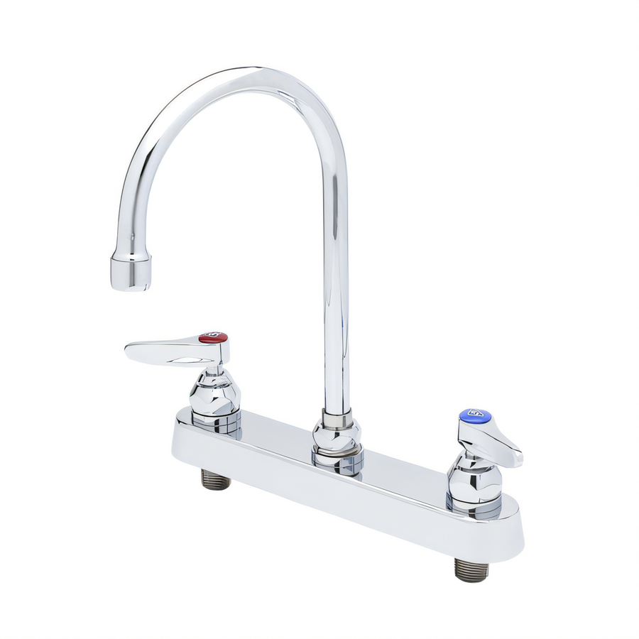 Product image #1 for T&S Brass Workboard Mixing Faucet with 6" Swivel Gooseneck Spout, 8" Centers, Deck Mount