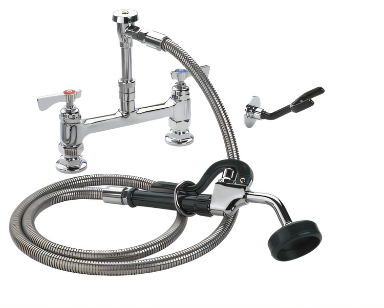 Product image #1 for Krowne Royal Series 19-208L Deck-Mount Utility Pre-Rinse Spray Assembly — 8-Inch Centers, 72-Inch Stainless Steel Hose