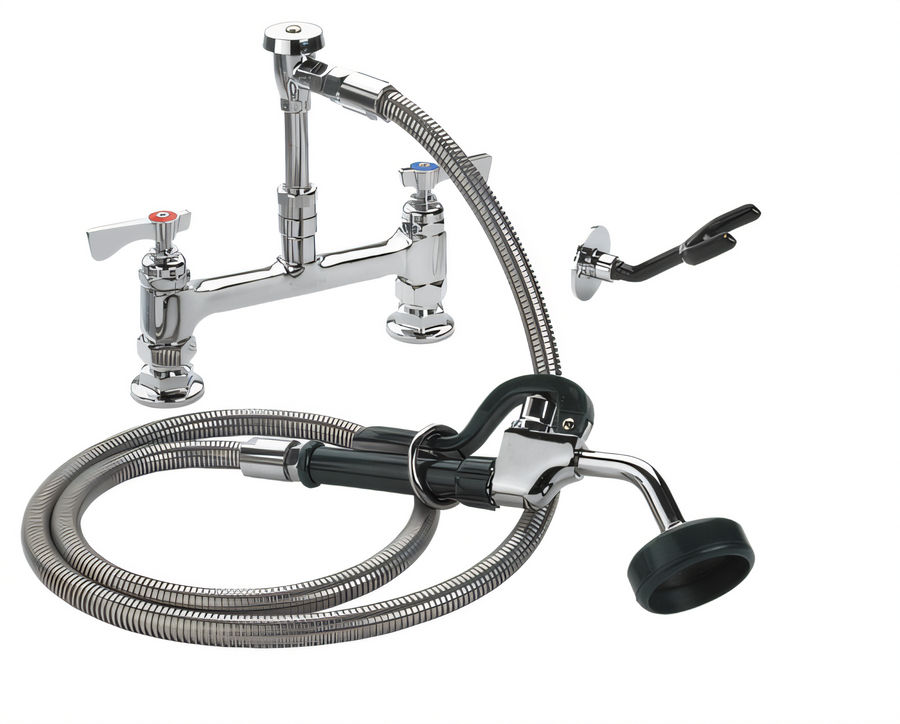 Product image #1 for Krowne Royal Series 19-208L Deck-Mount Utility Pre-Rinse Spray Assembly — 8-Inch Centers, 72-Inch Stainless Steel Hose