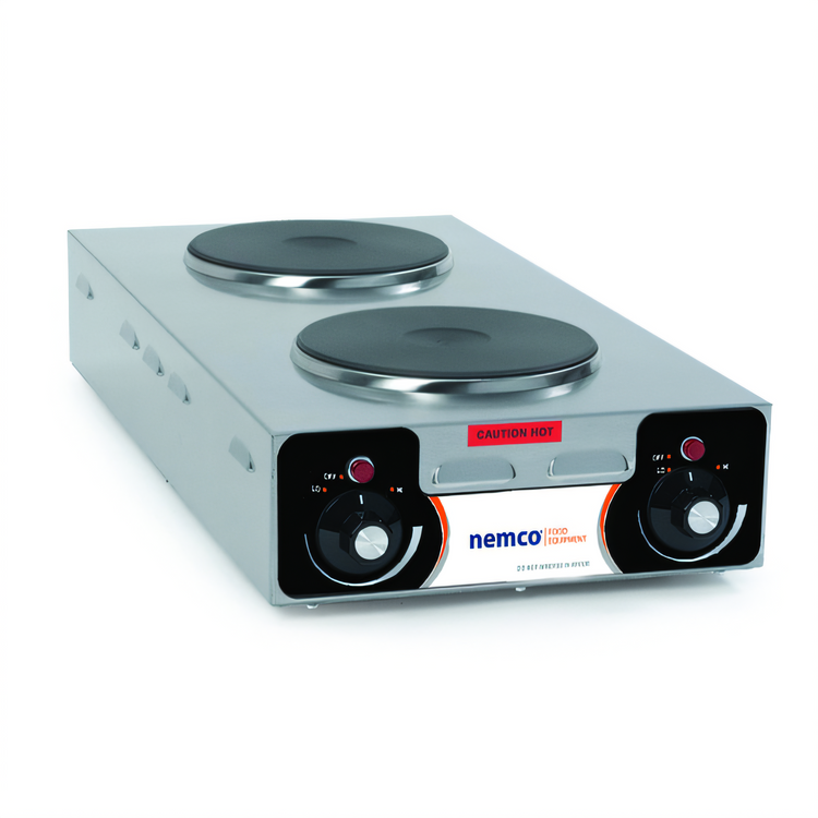 Product image #1 for Nemco Vertical Double Burner Electric Hot Plate, Brushed Stainless Steel, 25-1/2 Inch W, 240V