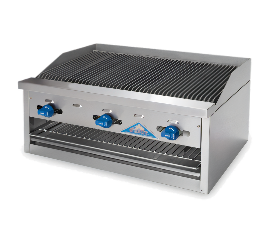 Product image #1 for Comstock-Castle 36-Inch Countertop Gas Char-Broiler and Warmer Combination with Pull-Out Warming Rack