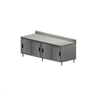 BK Resources Stainless Steel Chef Table with Cabinet Base, 84 x 30-Inch, 5-Inch Backsplash