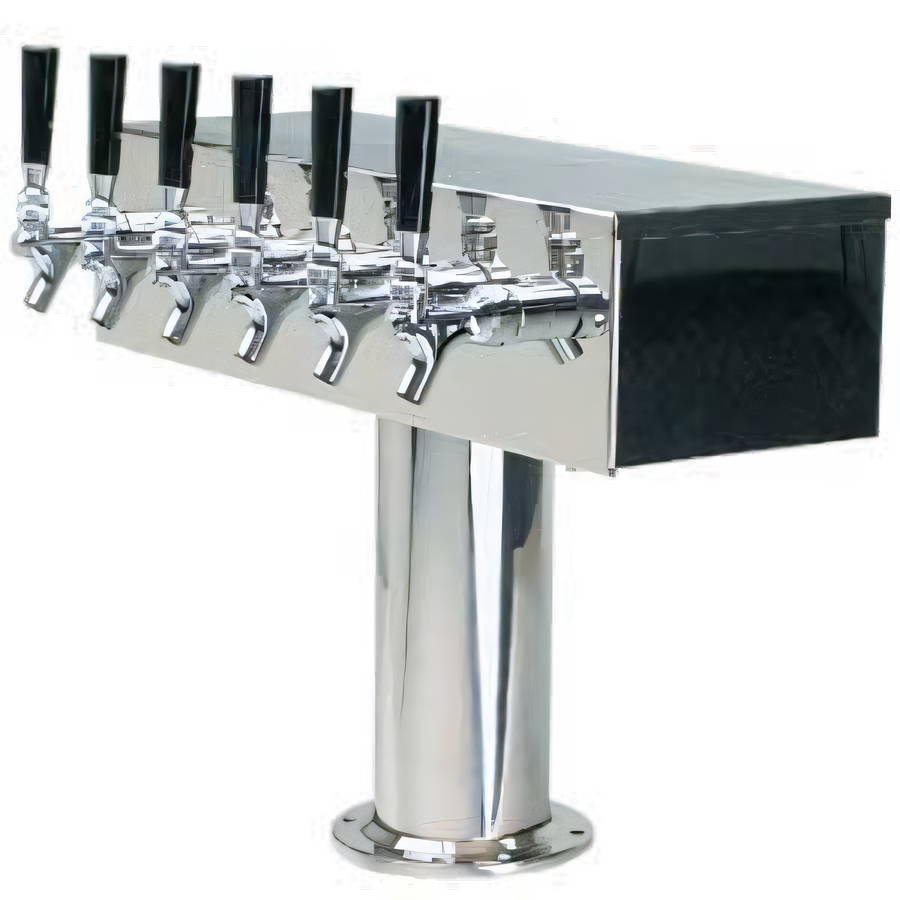 Product image #1 for 20-Inch T-Style Countertop Air-Cooled 6-Faucet Draft Beer Tower, Polished Stainless Steel