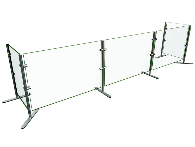 Product image #1 for Hatco Flav-R-Shield Portable Single-Sided 3-Bay Full-Service Sneeze Guard, 108W x 18D x 27.5H