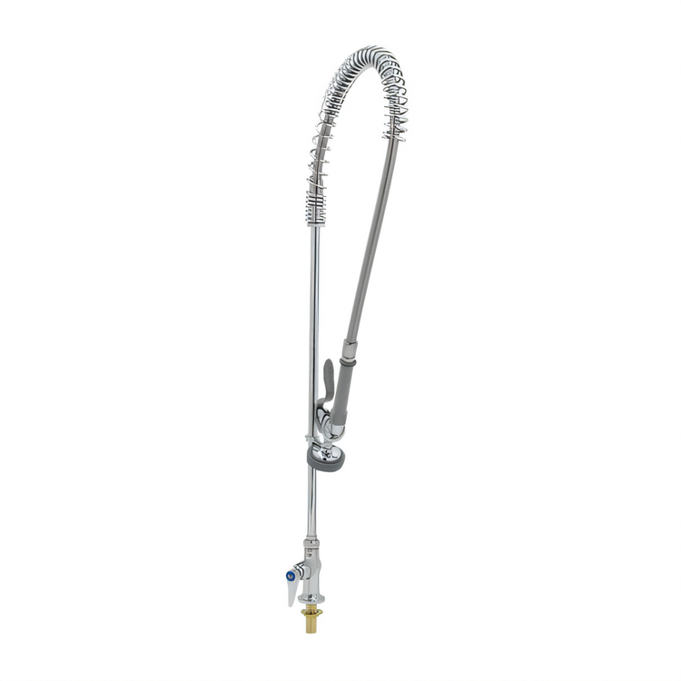 Product image #1 for T&S Brass B-2285 Single-Hole Deck Mount Single-Temperature Pre-Rinse Unit with Spring Action Gooseneck, 24-Inch Riser, and 44-Inch Hose