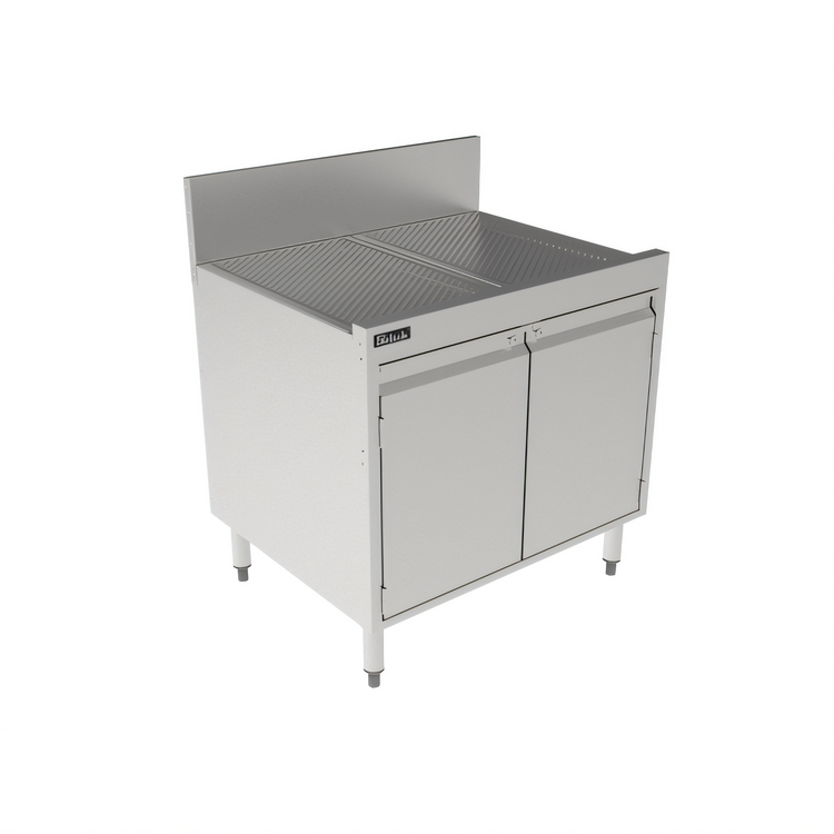 Product image #1 for Top Shelf Stainless Steel Full-Depth Underbar Storage Cabinet with Drainboard Top, 30" W x 24" D