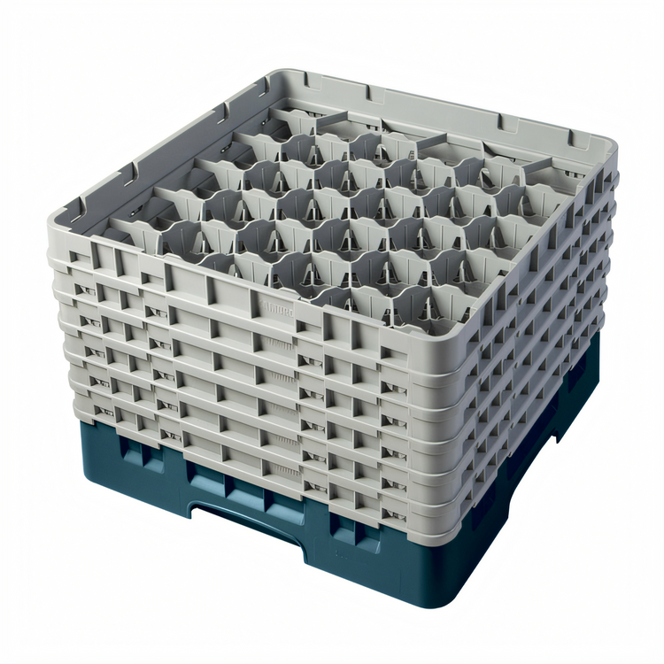 Product image #2 for Camrack® Full Size 30-Compartment Glass Rack with 6 Soft Gray Extenders, Teal