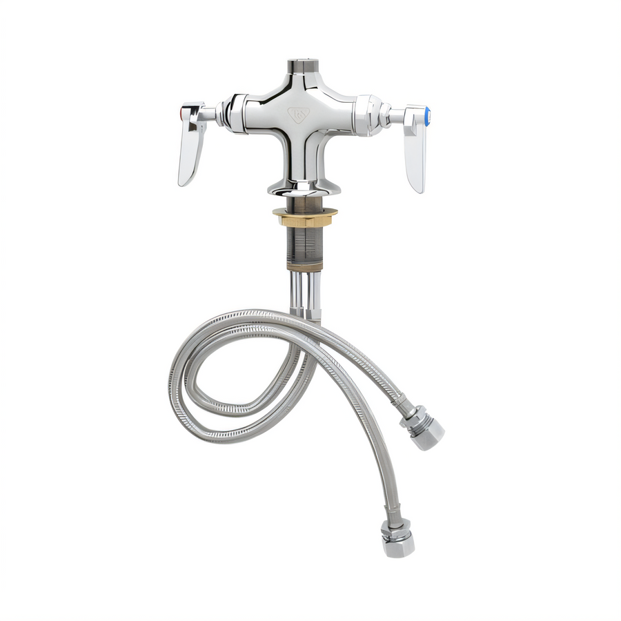 Product image #1 for T&S Brass Single-Hole Deck-Mount Double Pantry Mixing Faucet with Quarter-Turn Cerama Cartridges, Lever Handles, and Swivel Outlet