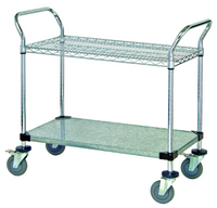 Quantum 42 x 18 x 37-1/2 Inch Chrome-Plated Utility Bus Cart with Wire and Solid Shelves