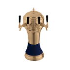 Thumbnail image #1 for Perlick Corporation 4056BL4B Roma Countertop Glycol-Cooled 4-Faucet Draft Beer Tower, Gold-Tone Brass with Blue Ceramic Skirt