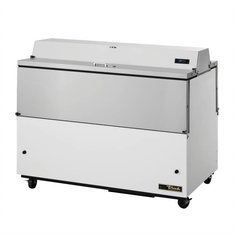Product image #1 for True Dual-Sided Mobile School Milk Cooler Cart, 16-Crate Capacity, White/Stainless Steel