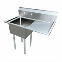 Omcan USA 1-Compartment Pot Sink with Right-Hand Drainboard, 304 Stainless Steel, 38.5 Inches Wide