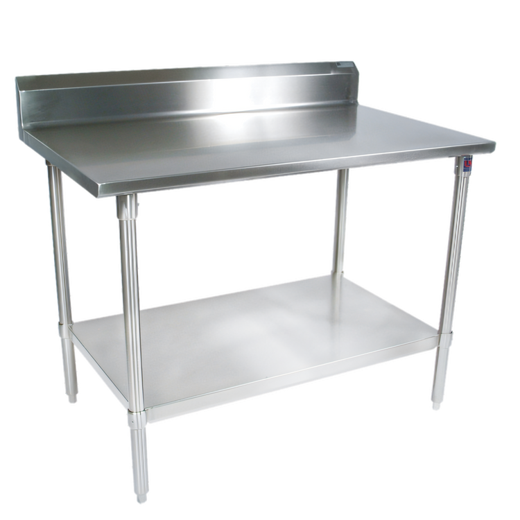 Product image #1 for John Boos Stallion 24-in. x 30-in. 14-Gauge Stainless Steel Work Table with 5-in. Backsplash and Galvanized Undershelf