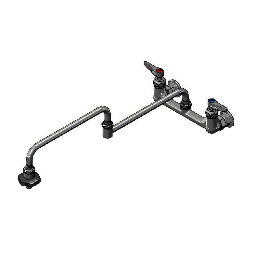 Product image #1 for T&S Brass 8-Inch Wall Mount Chrome-Plated Brass Pot Filler Mixing Faucet with 24-Inch Double-Joint Swing Nozzle