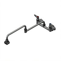 T&S Brass 8-Inch Wall Mount Chrome-Plated Brass Pot Filler Mixing Faucet with 24-Inch Double-Joint Swing Nozzle