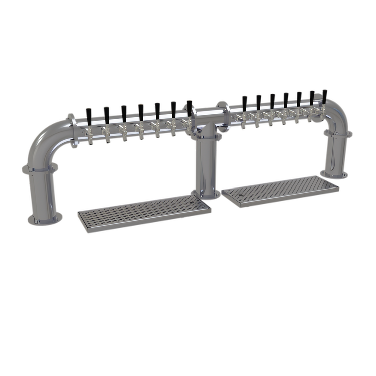 Product image #1 for Glastender Pipe Bridge Countertop Air-Cooled Draft Dispensing Tower with 14 Stainless Steel Faucets