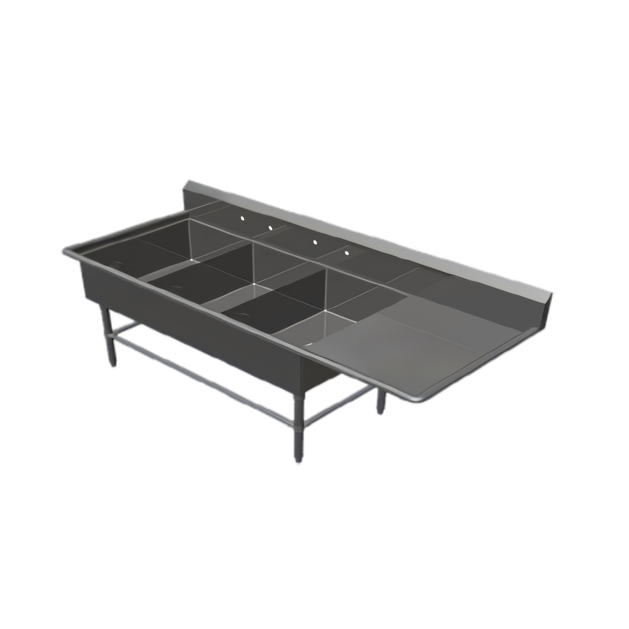 Product image #1 for John Boos Pro-Bowl 3-Compartment Sink with 24-Inch Right Drainboard, 88-3/16-Inch W x 33-1/2-Inch D, 14-Gauge Stainless Steel
