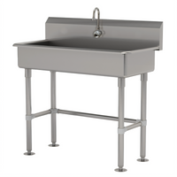 One-Station ADA Floor-Mounted Service Sink with Electronic Faucet, 40 x 19-1/2 Inches