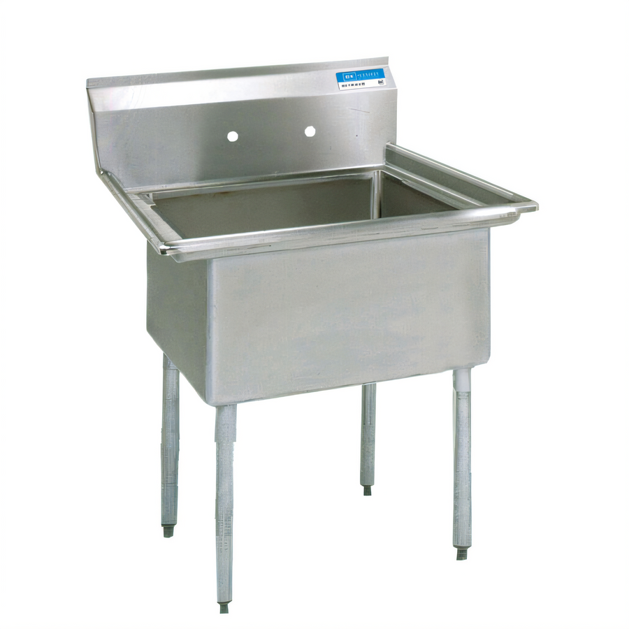 Product image #1 for BK Resources Economy One-Compartment Stainless Steel Sink with 24 x 24 x 14-Inch Bowl, 9-Inch Backsplash, and Drain Included