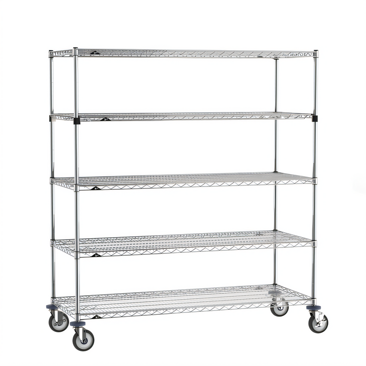 Product image #1 for Metro Super Erecta 5-Tier Wire Stem Caster Cart, 60W x 24D x 68H, Chrome Plated