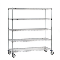 Metro Super Erecta 5-Tier Wire Stem Caster Cart, 60W x 24D x 68H, Chrome Plated