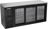 Beverage-Air 72-Inch Three-Section Shallow-Depth Back Bar Refrigerator with Sliding Glass Doors