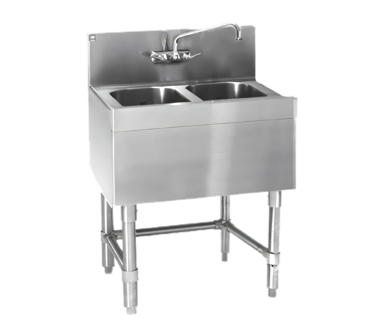 Product image #1 for Spec-Bar Two-Compartment Underbar Sink Unit, 24 Inch W x 19 Inch D, 304 Stainless Steel