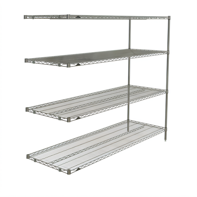 Product image #1 for Metro Super Erecta Add-On Wire Shelving Unit with 4 Shelves, 72"W x 24"D x 63"H, Brite Finish