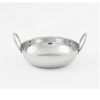 Thumbnail image #1 for American Metalcraft BD55 Round Stainless Steel Balti Dish, 18 oz., Mirror Finish, with Handles Case of 72